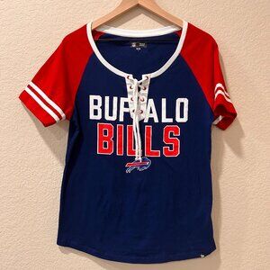 NFL New Era Women's Buffalo Bills Raglan Lace-Up T-shirt Sz Large